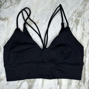 ALO YOGA Strappy Front and Back Longline Sports Bra in Black XS